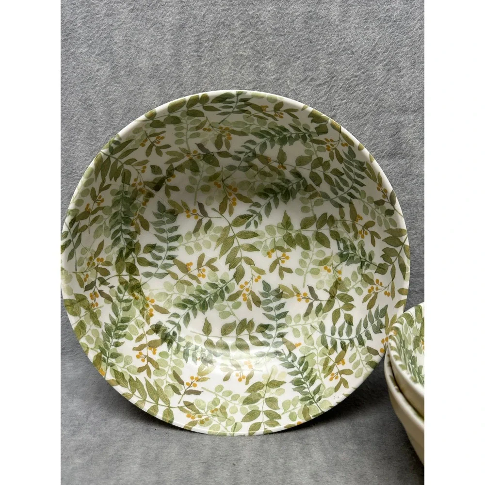Rachel‎ Ashwell Melamine Bowls Large Salad Entree Botanical Leaf Print Set of 3
